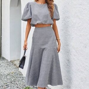 Gingham Skirt & Top Set